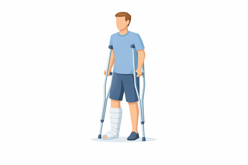 Henkilövakuutus - mies jalka kipsattuna